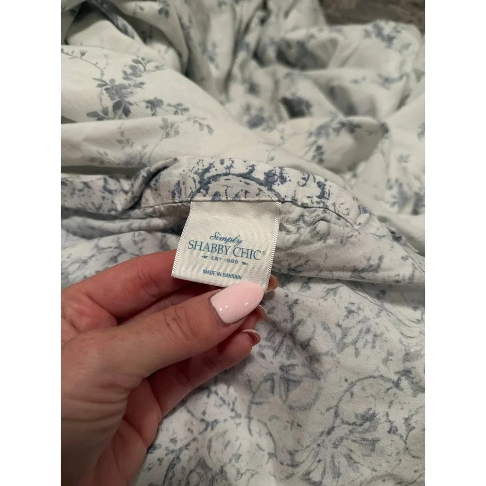 Simply Shabby Chic Reversible Batik Indigo Full/Queen Blue Floral Duvet Cover